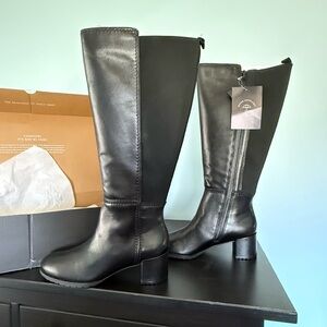Naturalizer High Shaft Boots- Brent WIDE Calf, Black, Size 9, NEW